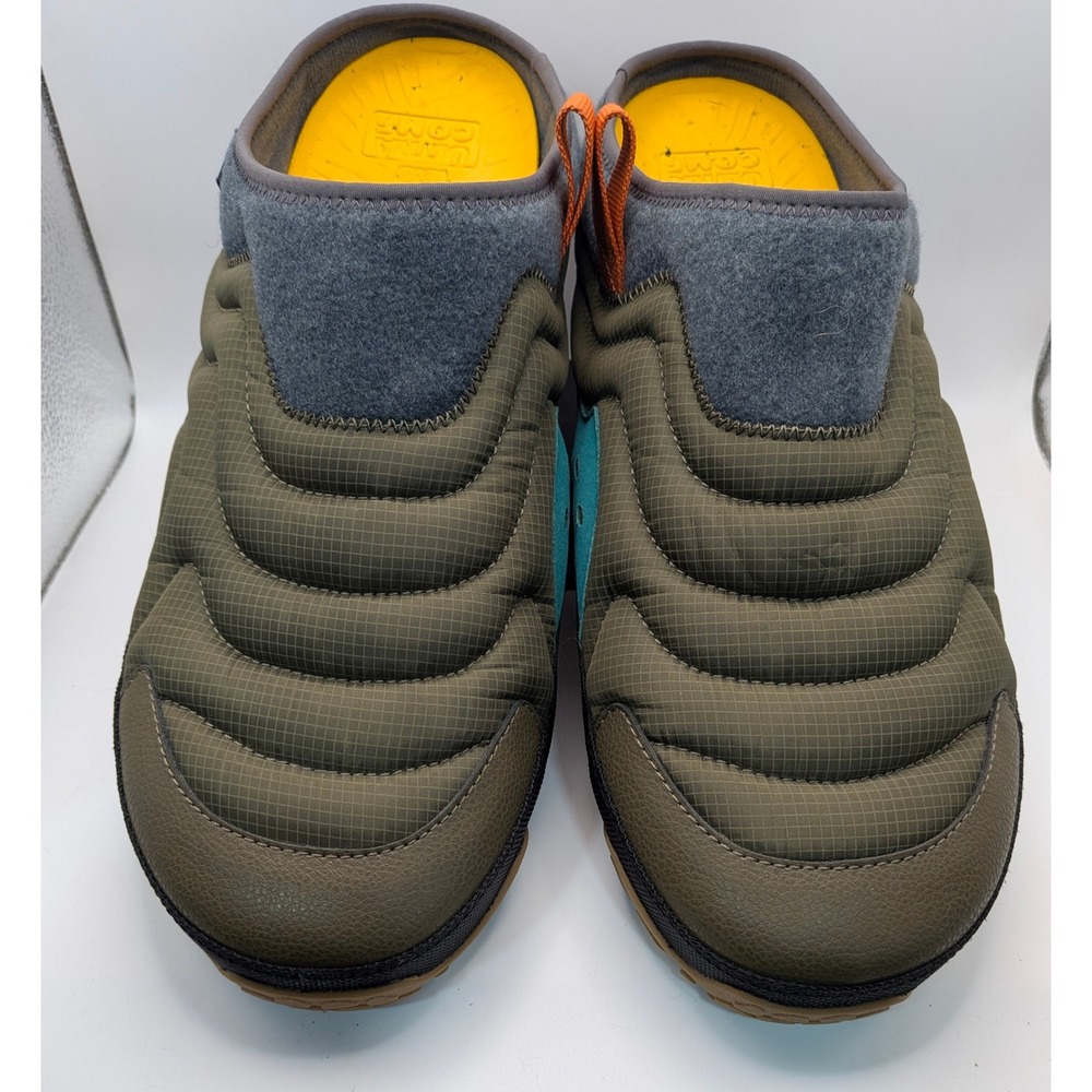 Teva ReEmber Mens SZ 13 Olive Green Quilted Ripstop Slip On Camping Mules Shoes